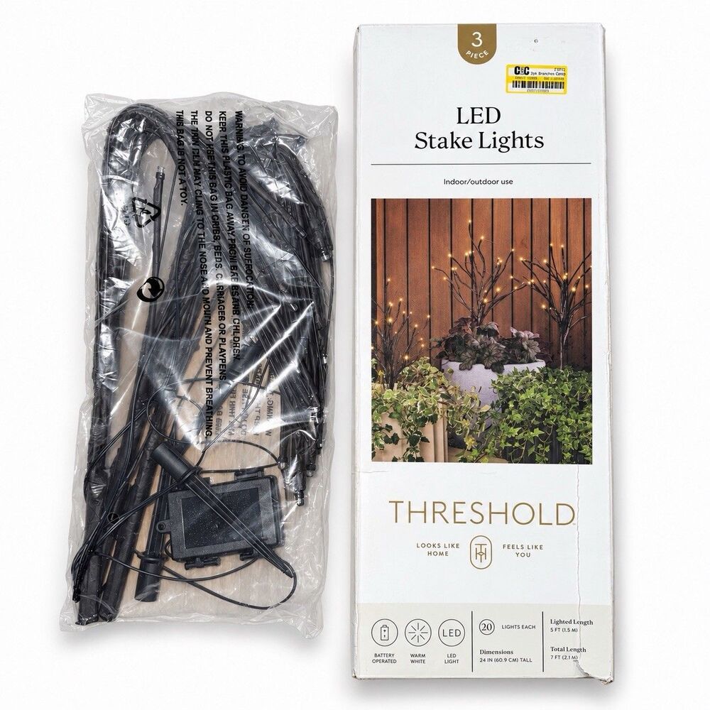 Threshold 3pc LED Branch Stake Lights 24in Warm White Battery Indoor Outdoor